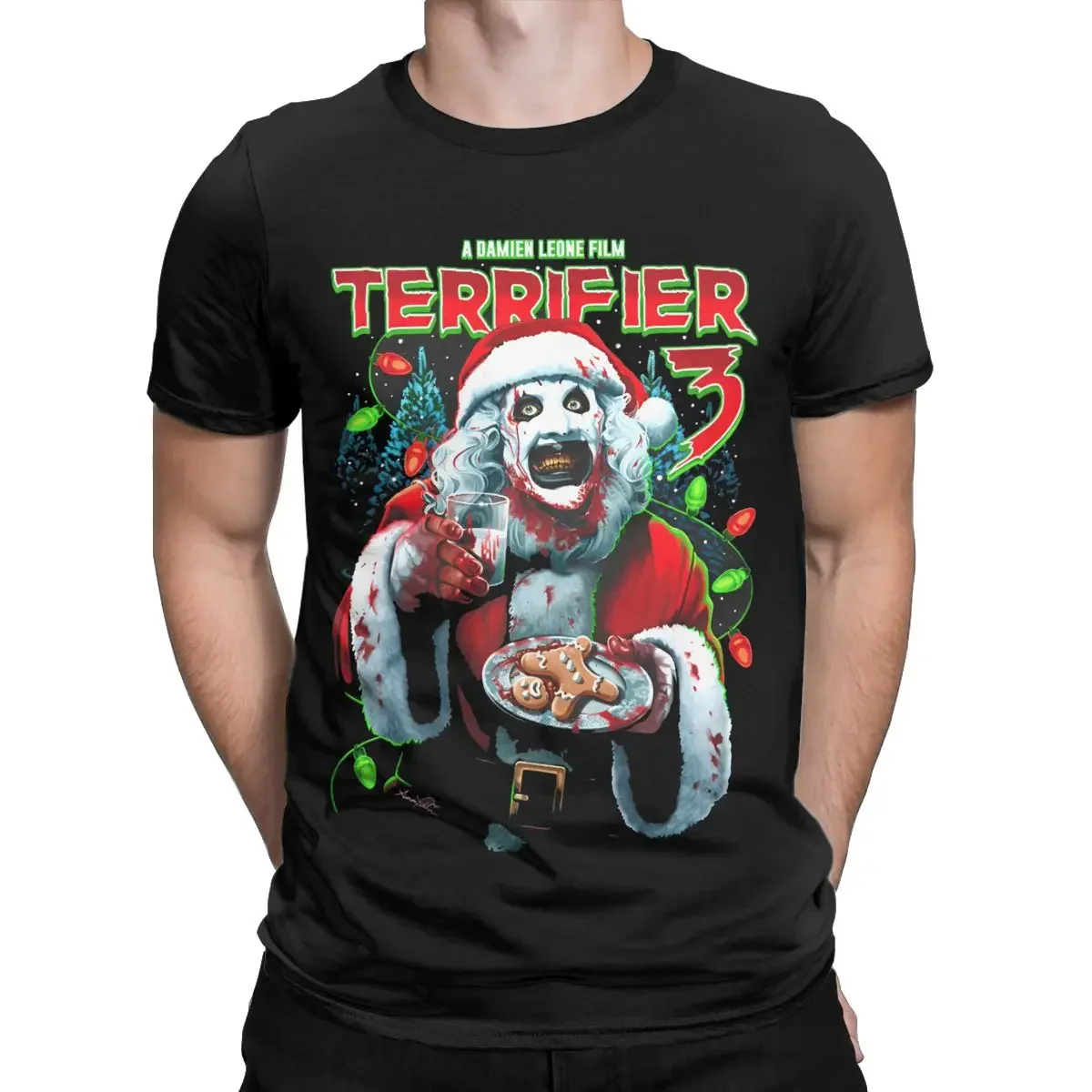 Christmas Horror Movie Terrifier Print T Shirt Men Women Tops Big Size 100% Cotton Short Sleeve Hip Hop Loose Streetwear Tees