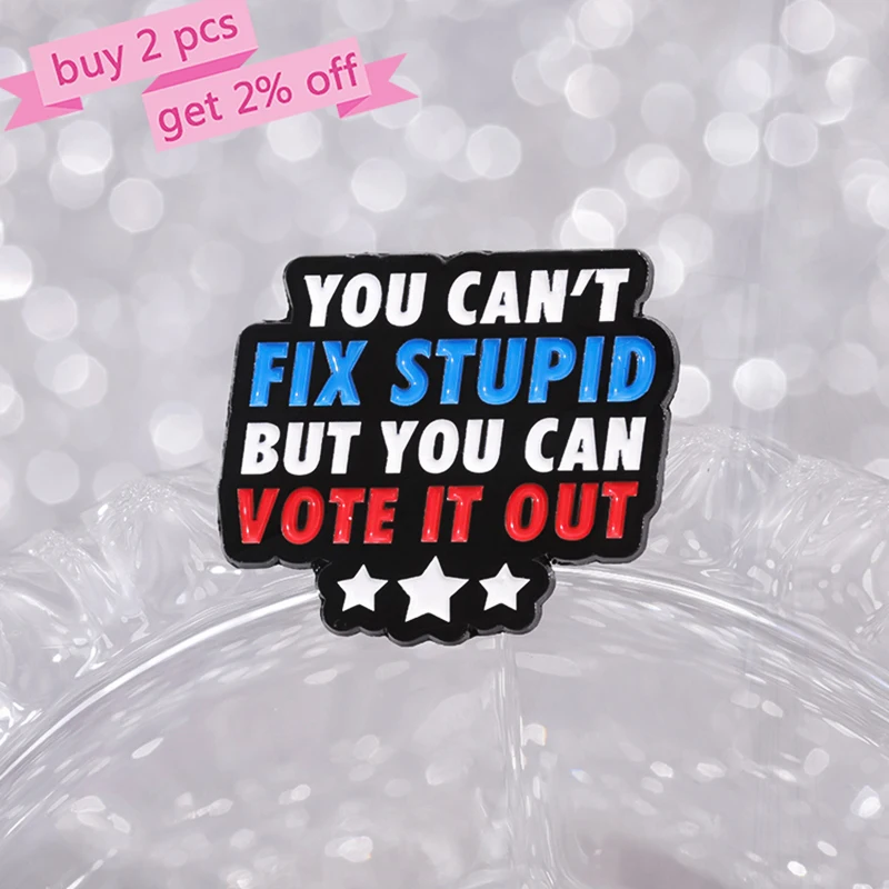 Brooch Custom Funny Quotes Pines Lapel Badges Funny Jewelry Gift for Friends YOU CAN VOTE STUPID IT OUT Enamel