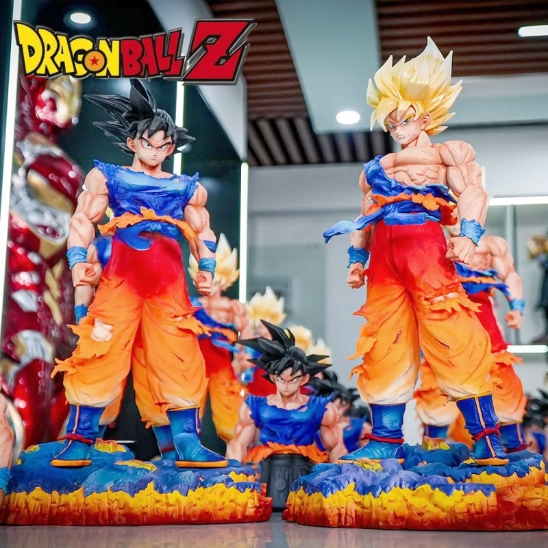 

Dragon Ball Z Son Goku Action Figure Jt Statue with Replaceable Heads LED Base Collectible Model Toy High Version Gift for Fans
