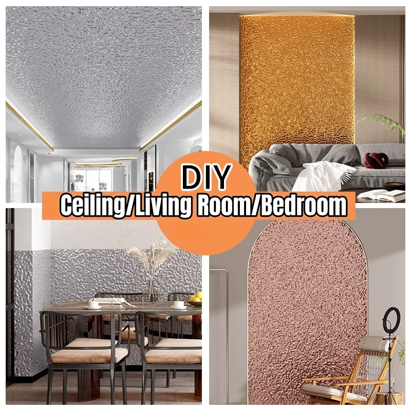 3 متر x 40 سنتيمتر رغوة الملمس المعدني قشر وعصا خلفية للجدار الكسوة مقاوم للماء سميكة ذاتية اللصق ملصقات جدار ديكور المنزل #6