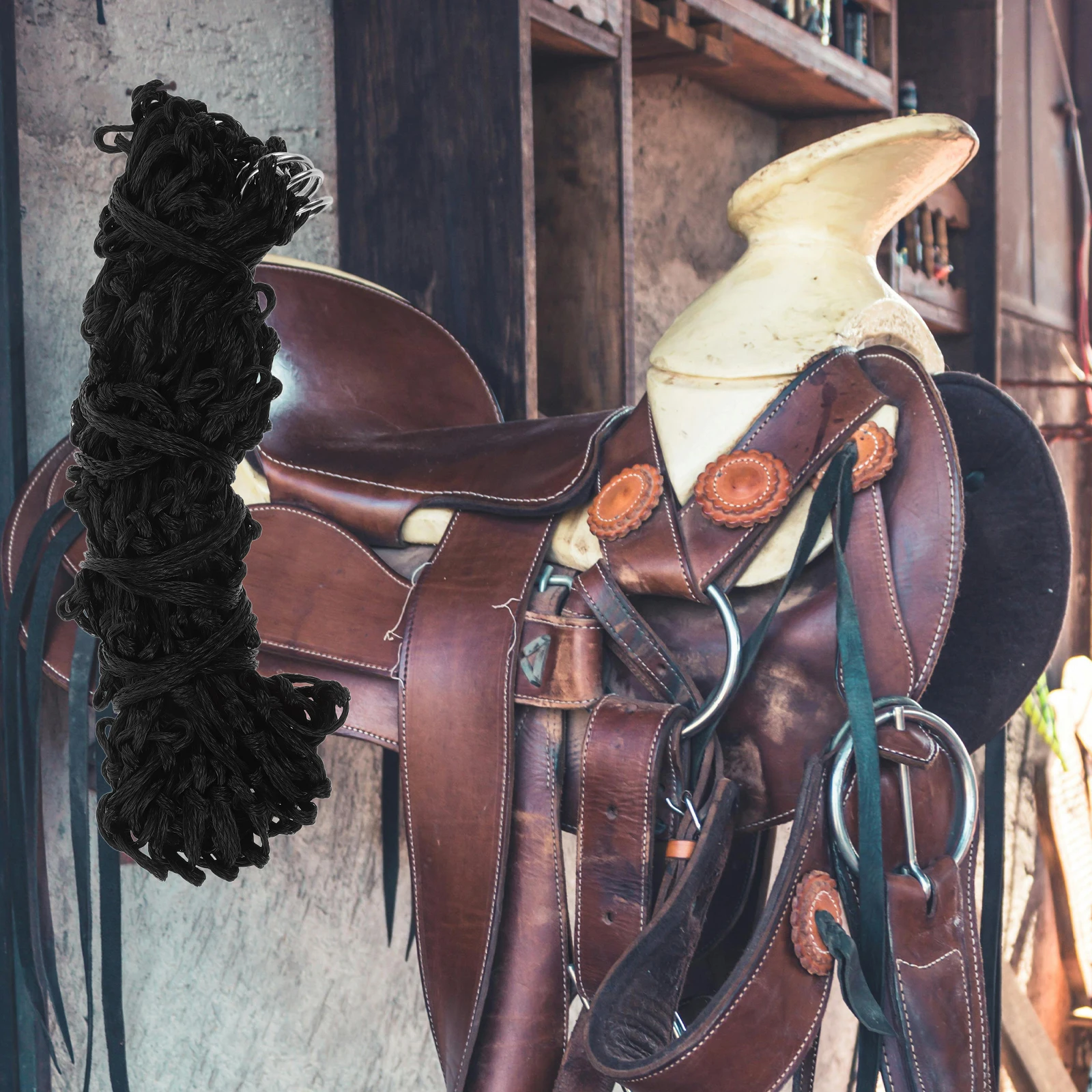

1pc Horse Hay Bag Mesh Feeding Pouch Nylon Durable Slow Digestion Farm Use Hanging Design Horsefeeding Net Bag