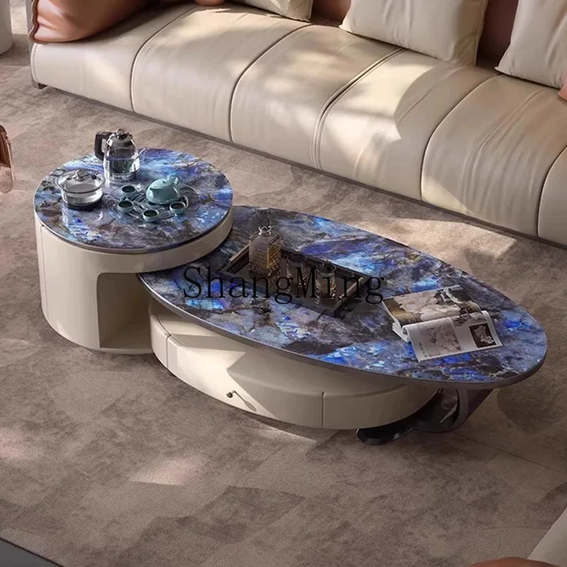 

FG simple modern living room rock slab coffee table tea cart combination home high-end multi-functional movable