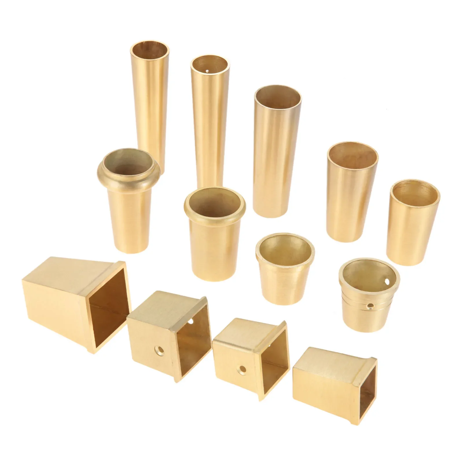 1pc Furniture Leg Cover Foot Solid Copper Tip Brushed Brass Table Chair Cylinder/Cone Cap Protect Decor 20-42mm Bottom Safe Pad