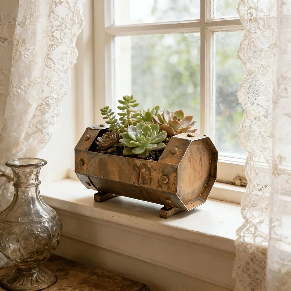 Retro Wooden Succulent Planter Vintage Wine Trough Design Flower Pot Container For Garden Balcony Indoor Outdoor Decor
