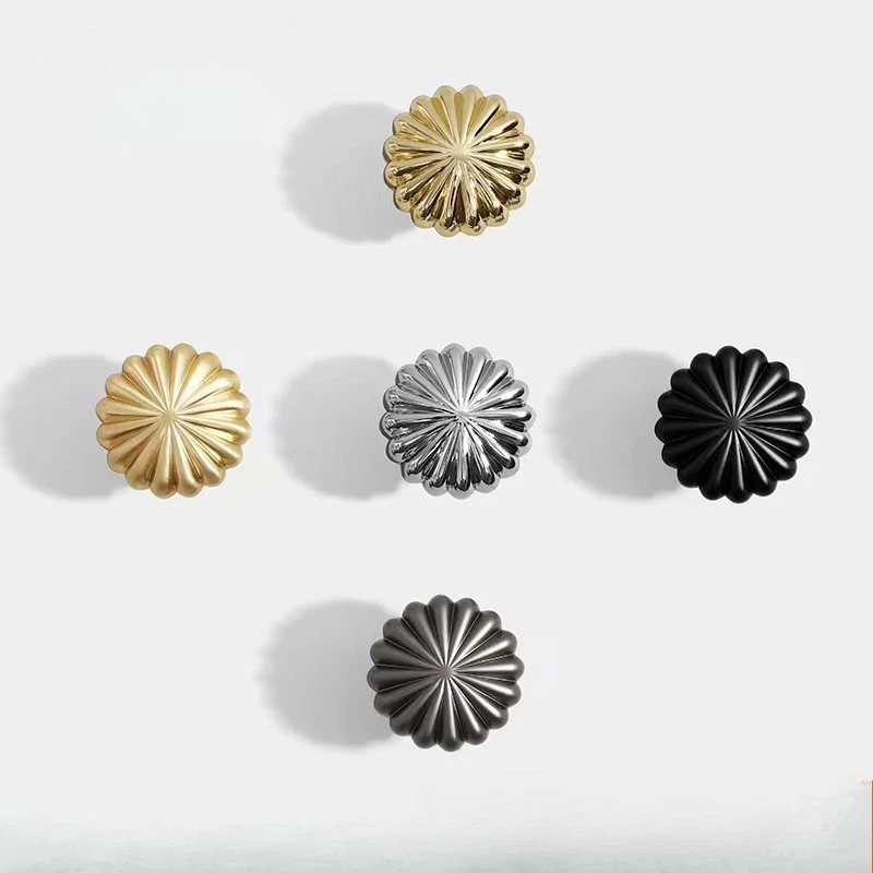 Nordic simple gold pumpkin handle European cabinet wardrobe door drawer black round small handle furniture hardware