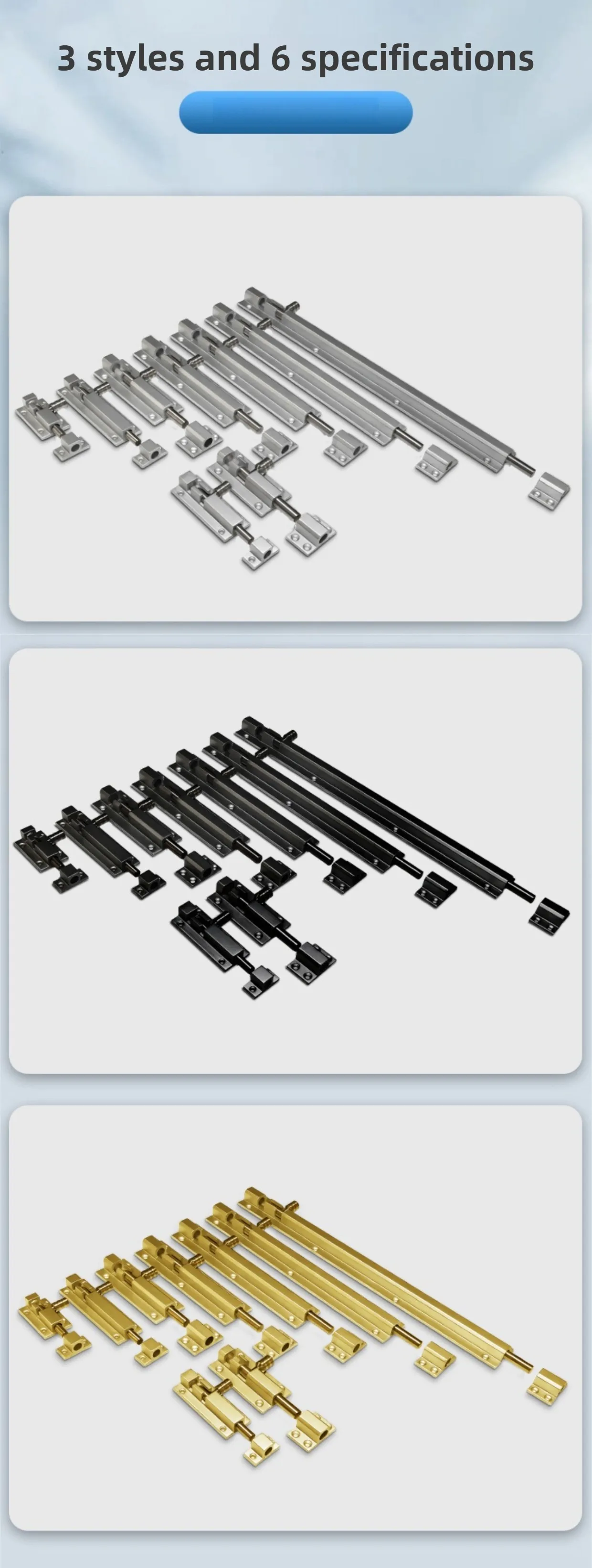 Aluminiumlegierung Türsicherheitsschloss Fensterriegel Hochbelastbar Verstärkter Schiebetor-Turmriegel Verschluss Haushaltsbeschlag – Detail 12