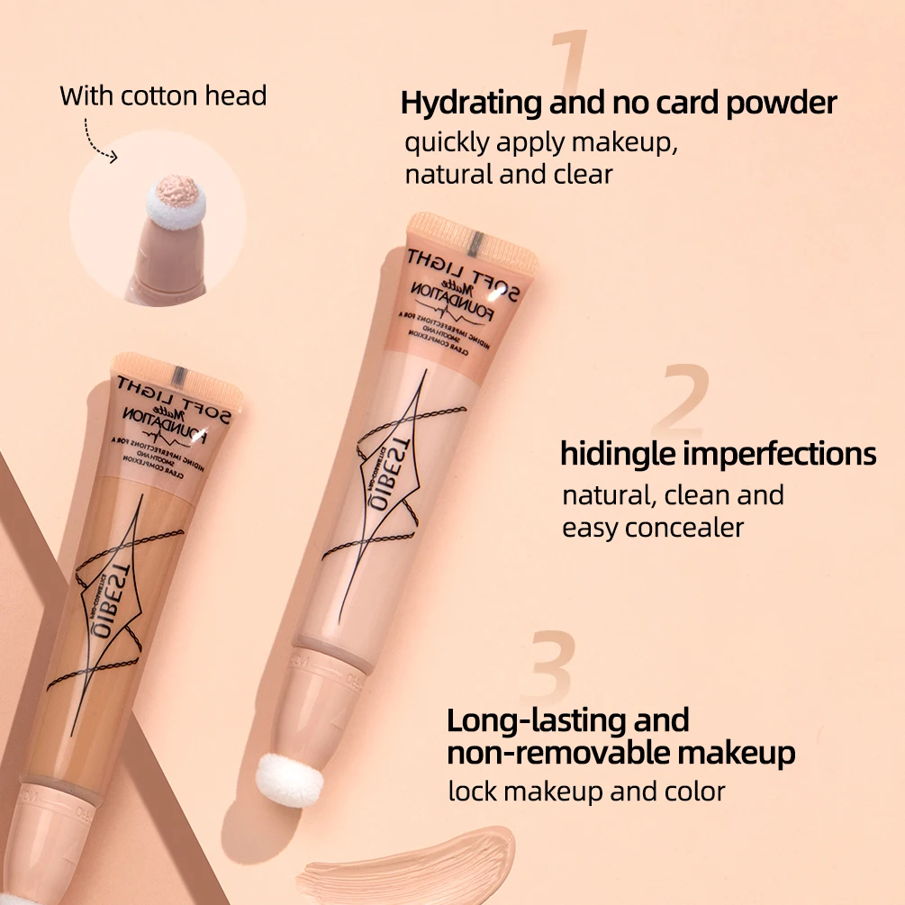 QIBEST Liquid Concealer Cream Waterproof Full Coverage Foundation Long Lasting Face Scars Acne Cover Smooth Moisturizing Makeup