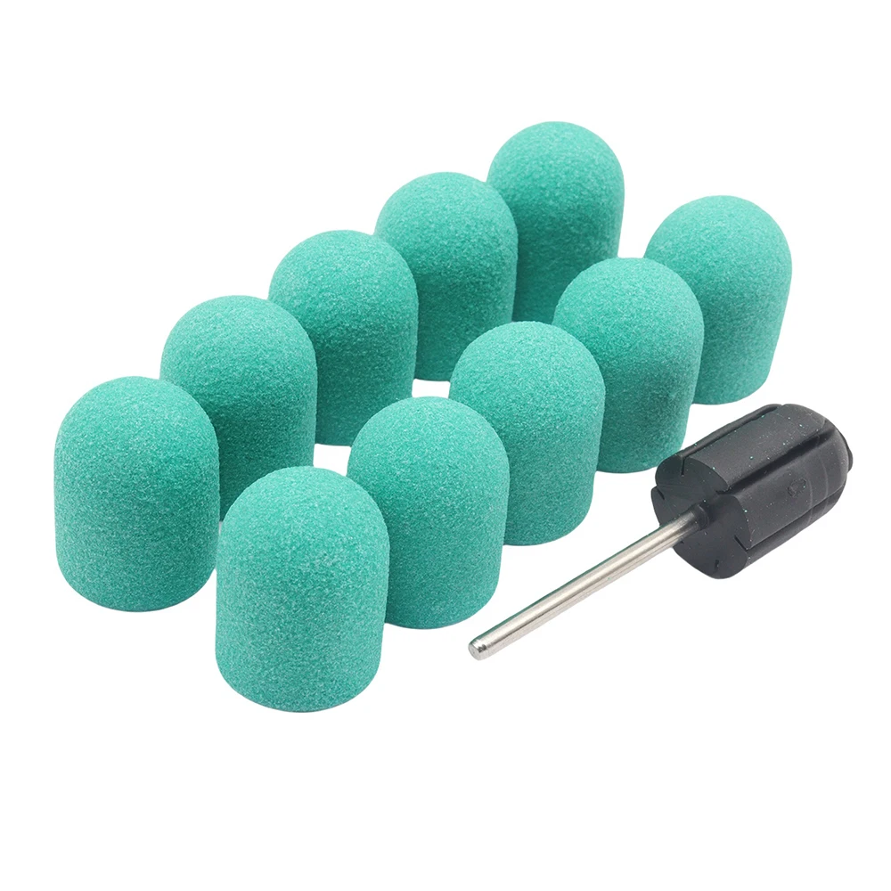 10 Pcs Nail Sanding Caps with Bit Nail Drill Bits For Foot File Callus Remover Nail Polisher #80 #120  #180
