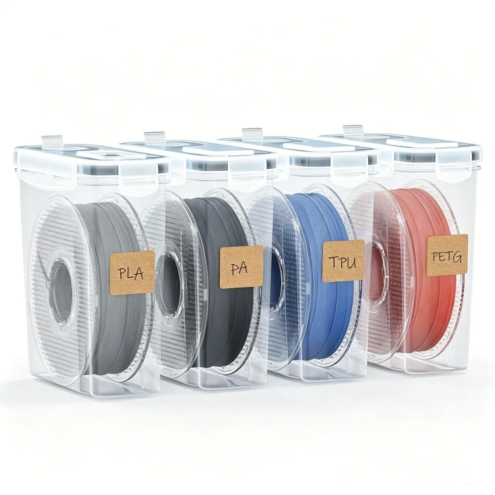 

4Pcs Airtight 3D Printing Filament Container Dustproof Transparent Filament Storage Organizer Portable Moisture Proof