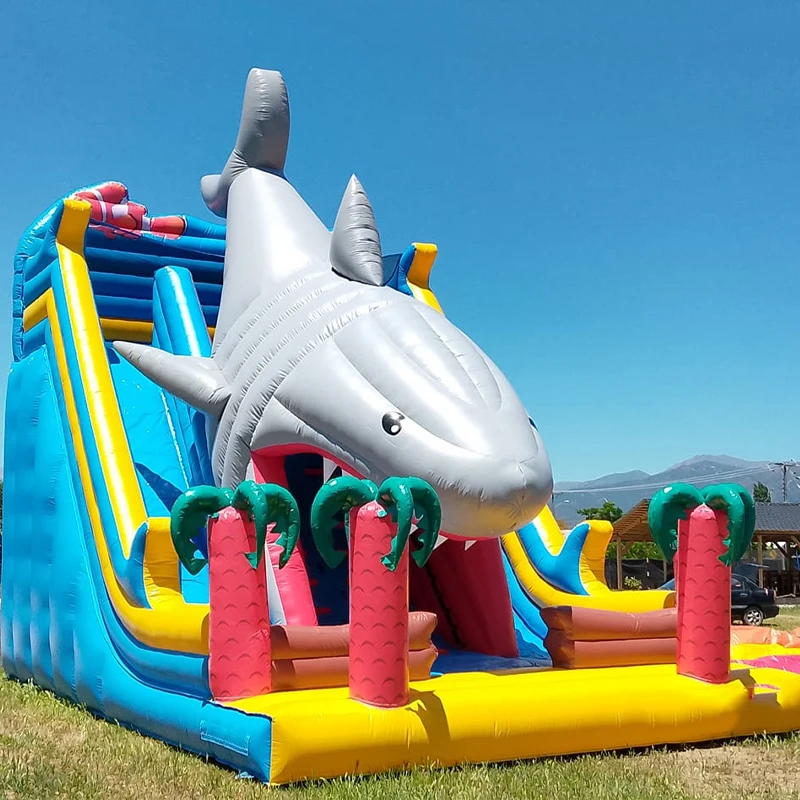 Sea World Great Shark Inflatable Slide Factory Price Inflatable Trampoline Children Slide Include Blower