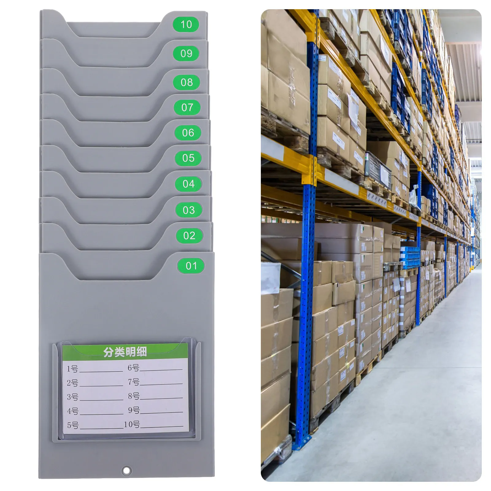 Heavy Duty Plastic Material Document Holder Wall Mount Card Slot Rack for Warehouse Label Cards Attendance Time Cards Organizer