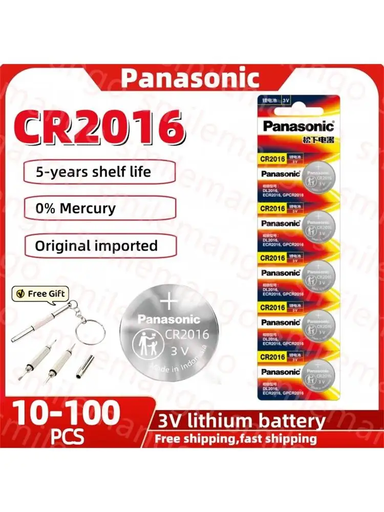 Oryginalne baterie litowe Panasonic CR2016 3V, 10-100 sztuk, CR 2016 DL2016 BR2016 DL2016 LM2016 do kluczyków samochodowych, pilotów, zegarków i zabawek. — zdjęcie produktu 7