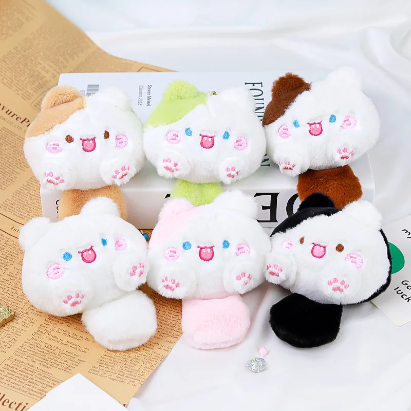 Kawaii Cartoon Cat Plush Keychain Cute White Kitten Stuffed Doll Backpack Pendant Soft Plush Toy Gift For Girls Kids