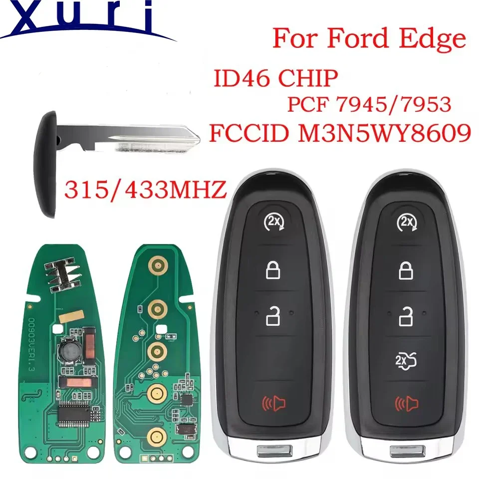 Xuri M3N5WY8609 Remote Car Key 315/433MHz For Ford Edge Escape Explore Expedition Flex Focus Taurus 2011-2018 ID46 PCF7953/7945