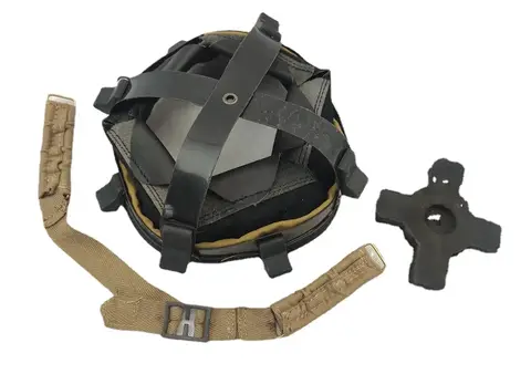 . REPRO WWII WW2 UK ARMY BRITISH MK2 BRODIE HELMET LINER SET COMPLETO IN PELLE