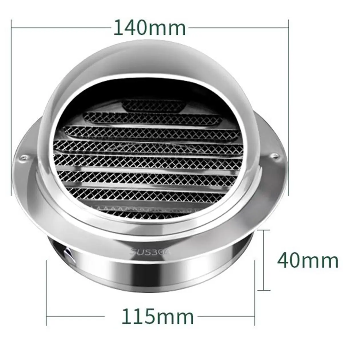 Stainless Steel Ventilation Wall Air Vent Exhaust Extractor Ducting 120 Specification Includes Mounting Screws