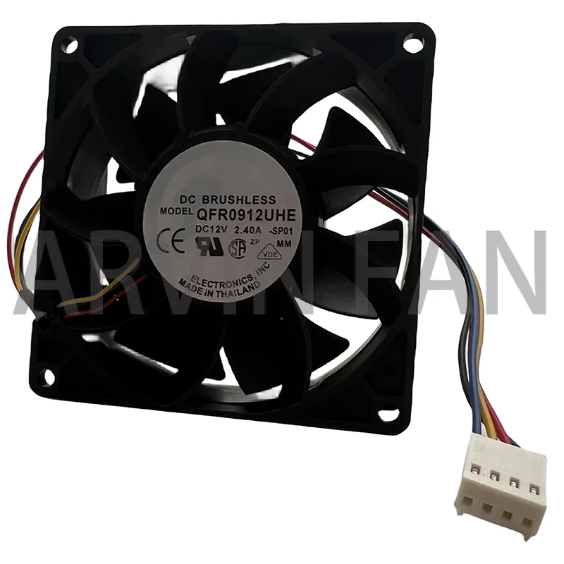 Original do inversor do servidor Axial Cooler, ventiladores de refrigeração de alta velocidade, QFR0912UHE, 9238, 90mm, DC 12V, 2.40A, 4 Pin PWM, 9 centímetros