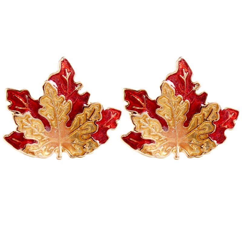 

Unique Enamel Maple Leaf Ear Studs Fashion Metal Women Earrings S925 Silver Needle Accessories Earwear