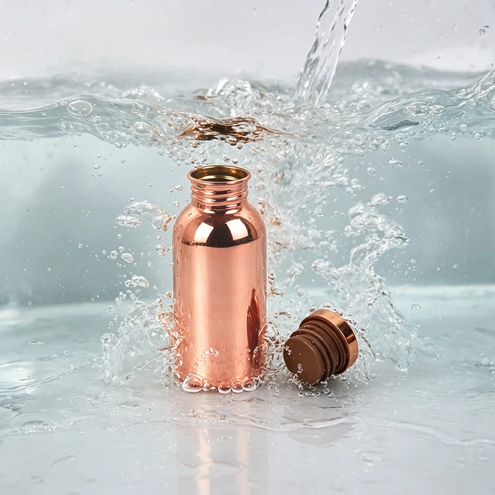 500ml Portable Single Wall Sports Water Bottle, Mirror Copper Plated Stainless Steel Cold Water Cup - view 6