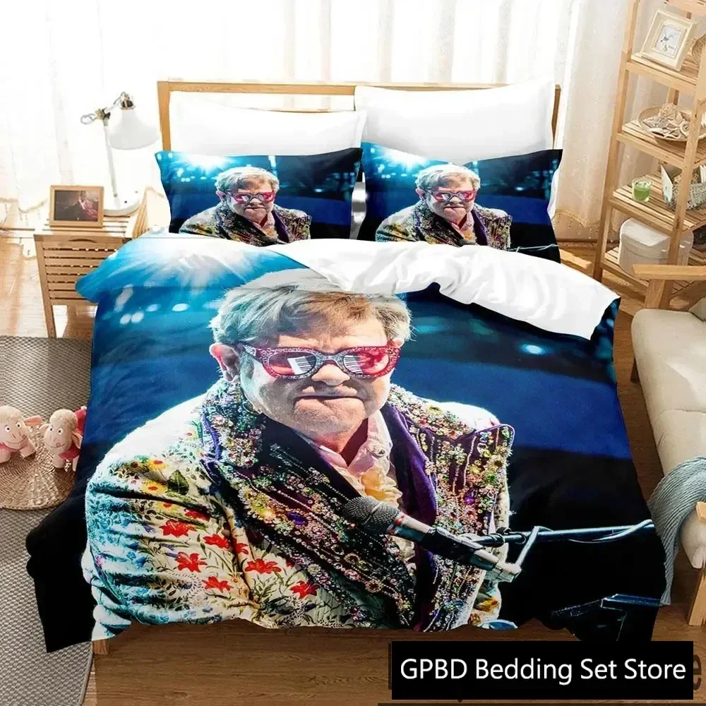 3D Print Popular Elton John Bedding Set Double Twin King Duvet Cover Comforter Pillowcase Boys Girls Adults Bedroom