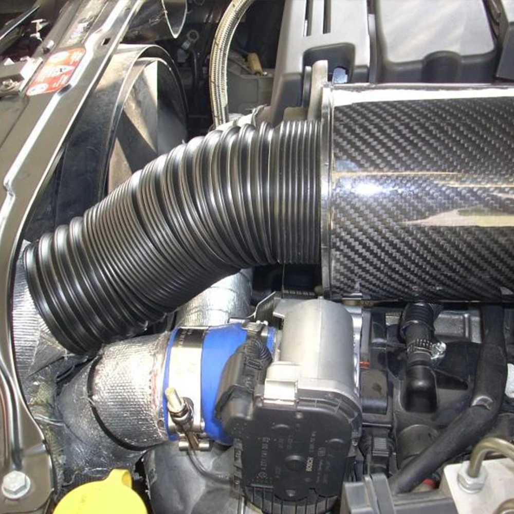 

1 Set Universal 3 inch Carbon Fibre Cold Air Filter Car Feed Enclosed Intake Induction Pipe Hose Kit Universal