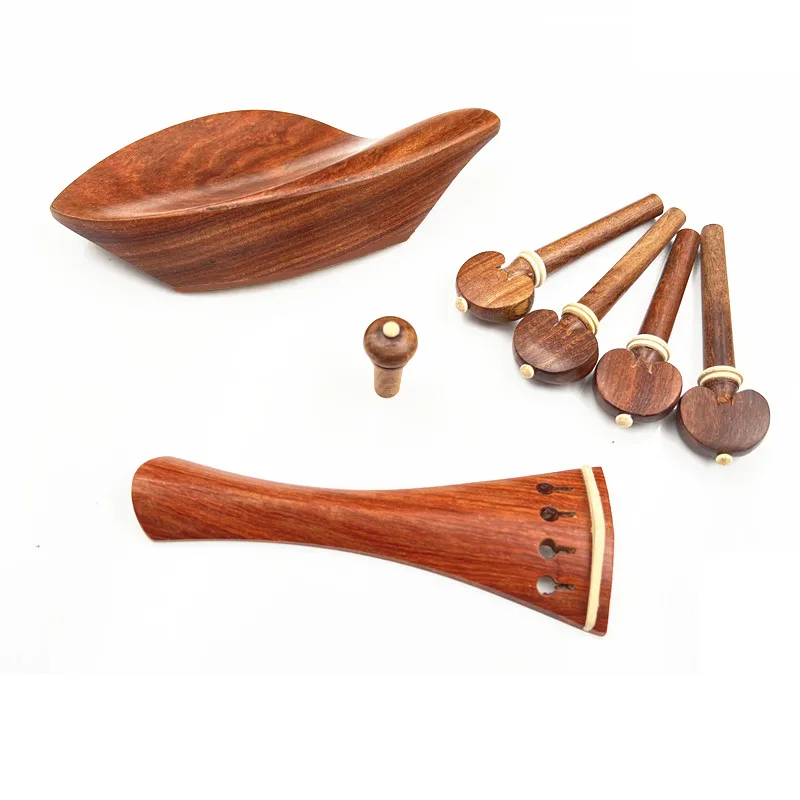 1 set High quality 4/4 violin rosewood Tailpiece+Tuning pegs+Endpins+Chin rest/Chin Holder Fiddler accessories parts fittings