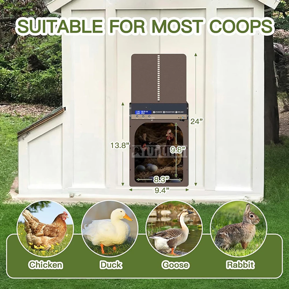 

Версия 2025 года, инструмент для управления фермой на дверях курятника, автоматическая индукционная дверь, интеллектуальный антизажимной курятник FH-2023