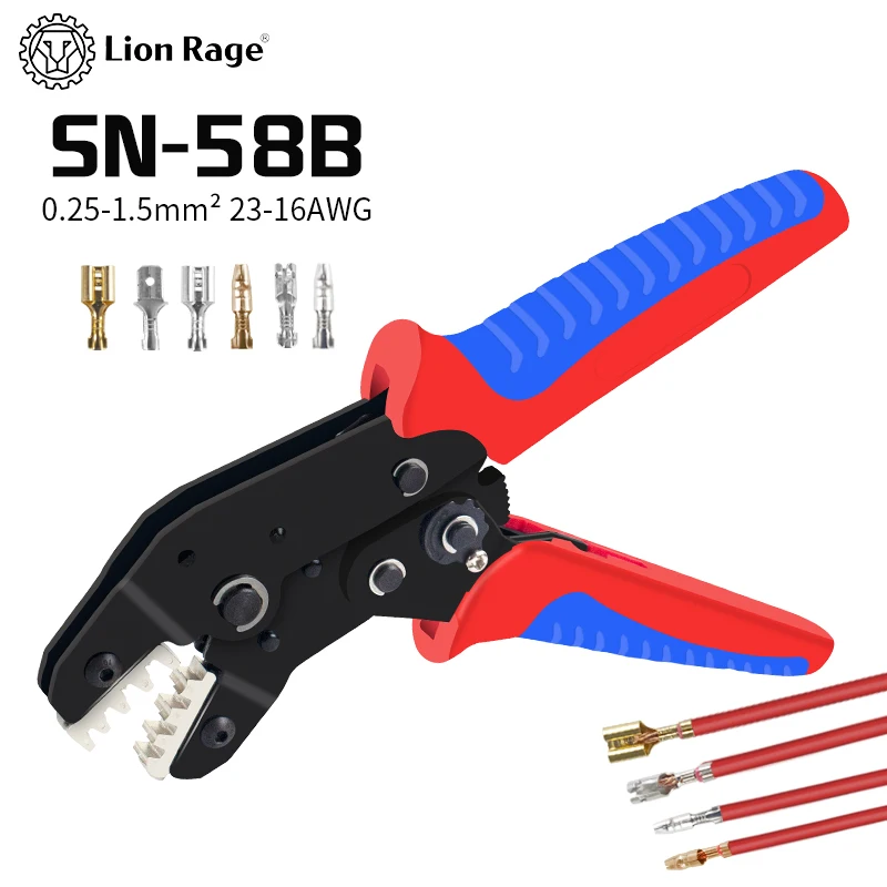 Ratchet crimping tool SN-58B pliers kit for XH2.54/DuPont2.54/2.8/4.8/6.3/uninsulated/ferrule terminals (0.25-1.5mm ²) 23-16AWG