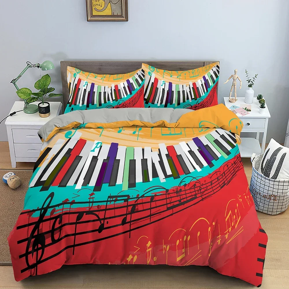 

Music Pattern Piano Key Bedding Set Single Twin Double Queen King Cal King Size Bed Linen Set