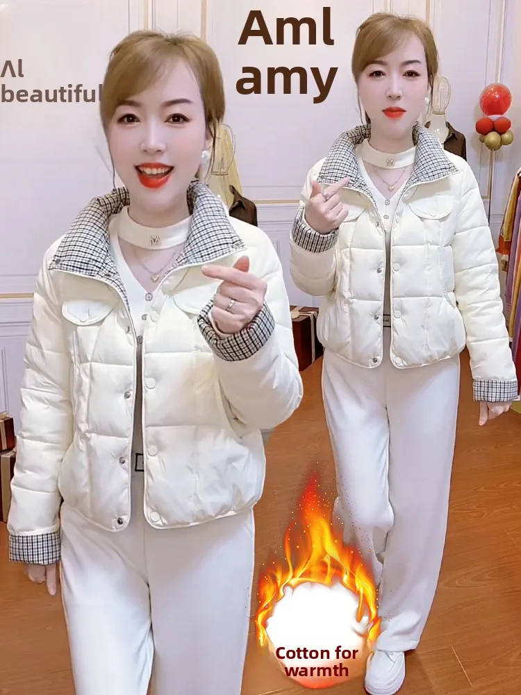 

Шикарное уникальное короткое хлопковое пальто для женщин, новинка зимы 2026, модное стеганое пальто в корейском стиле, свободный крой