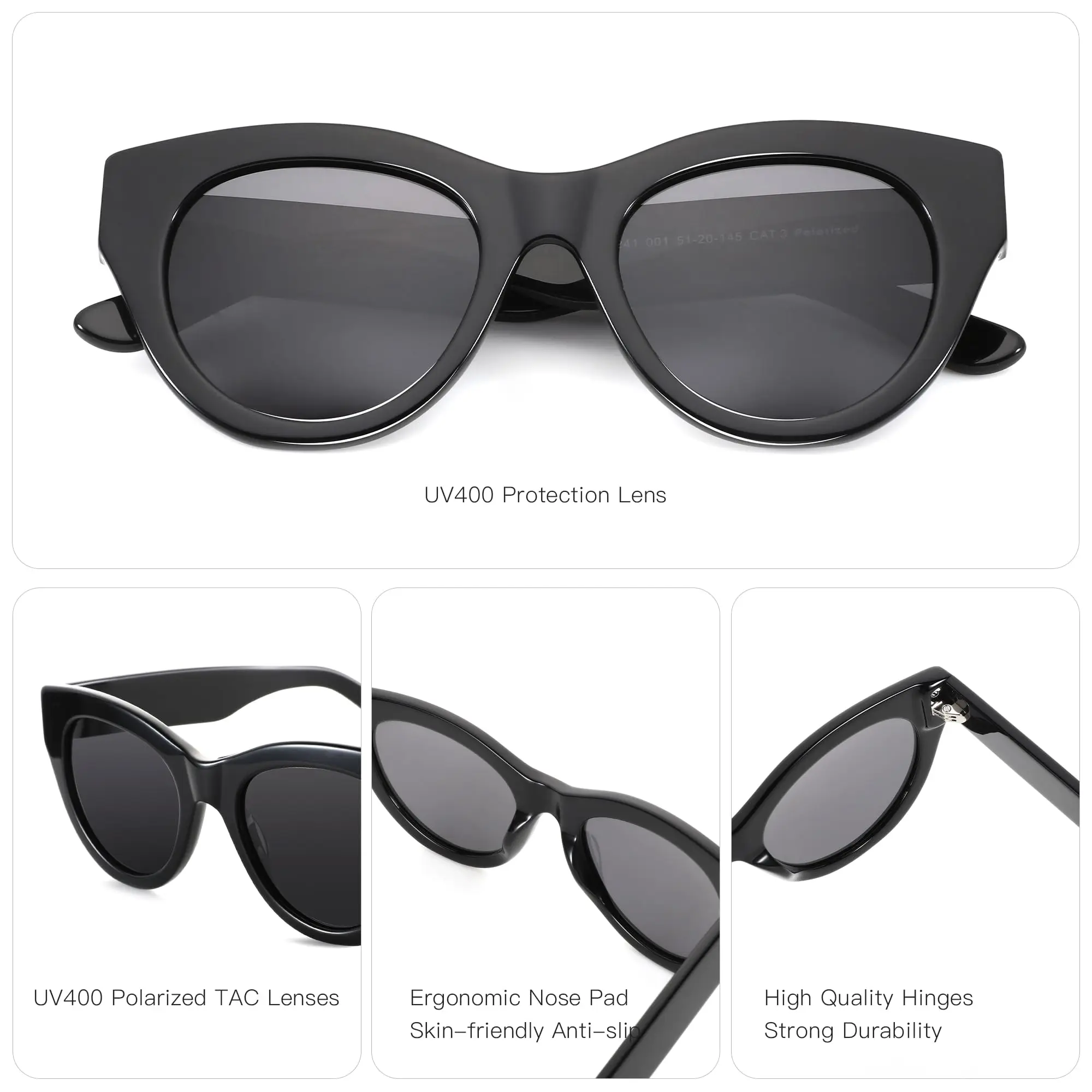 BLUEMOKY 偏光サングラス 女性 バタフライ トレンディ サングラス レディース レトロ クラシック シェード UV400 保護 運転用