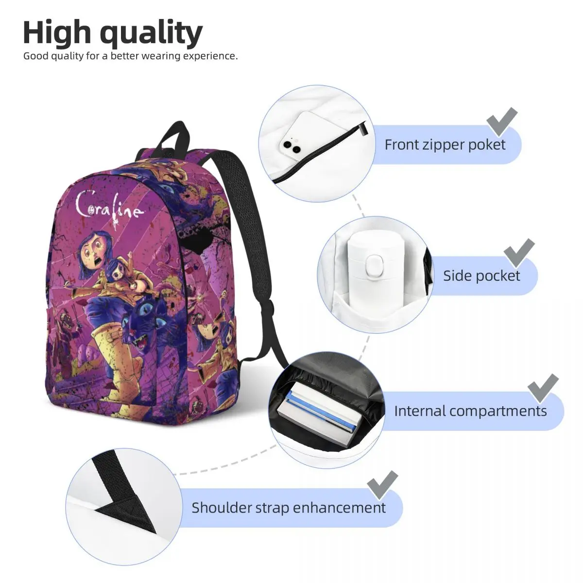 Enchanted Coralines Animation Backpack for Men Women Cool School Business Daypack Other Mother College Canvas Bags Lightweight