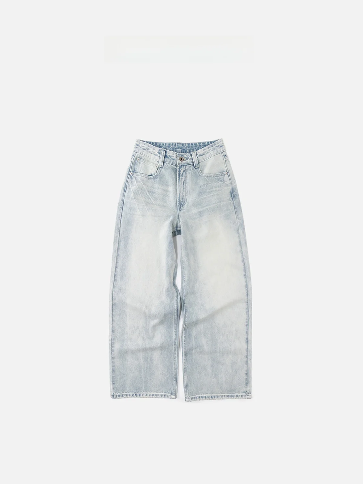 

Zone Liu Hai Salt Washed Fashion Light Blue Jeans High Waist Straight Leg Cotton Denim Brushed Texture Street Style Spring Su...