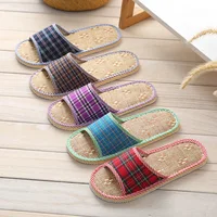 Chaussons d'intérieur quatre saisons en lin, sandales à enfiler unisexes pour couples, chaussures pour femmes et hommes, accessoires décontractés pour la maison et l'extérieur. 3