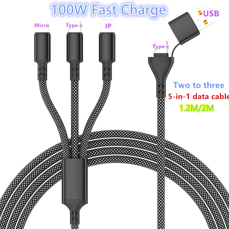 

1.2/2M Charging Cable 3 In 1 USB Type C Charger Cord MultiPort Micro Cable For iPhone 16 15 14 13 12 Samsung Galaxy