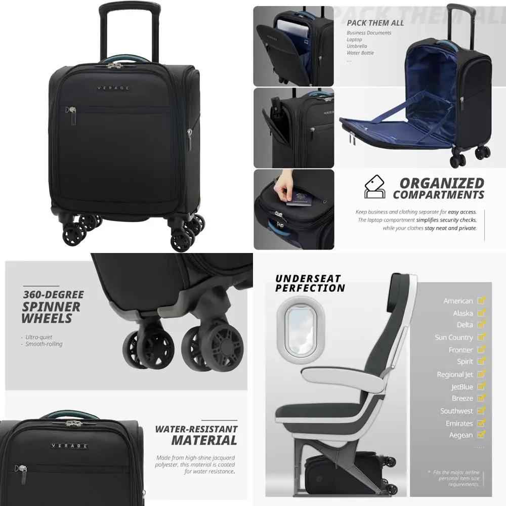 

Сумка для ручной клади Softside Spinner для авиакомпаний — небольшой чемодан на колесиках, идеально подходит для коротких поездок и путешествий в самолете, средний