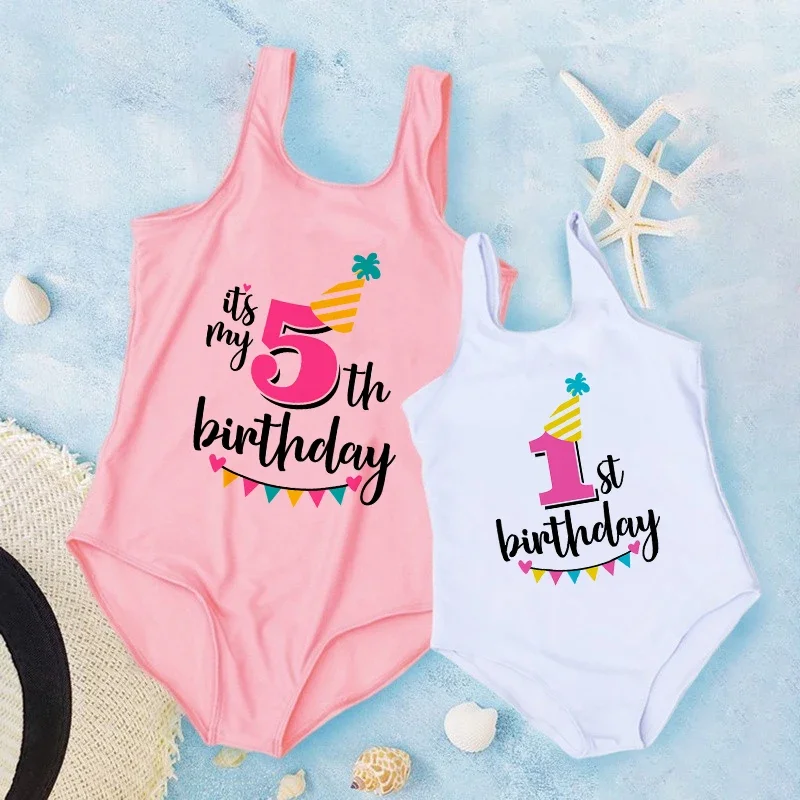 It's My 3rd Birthday Girls Swimsuit Birthday Princess One Piece Swimwear Children's Bikini Kids Pool Party Outfit Swim Clothes