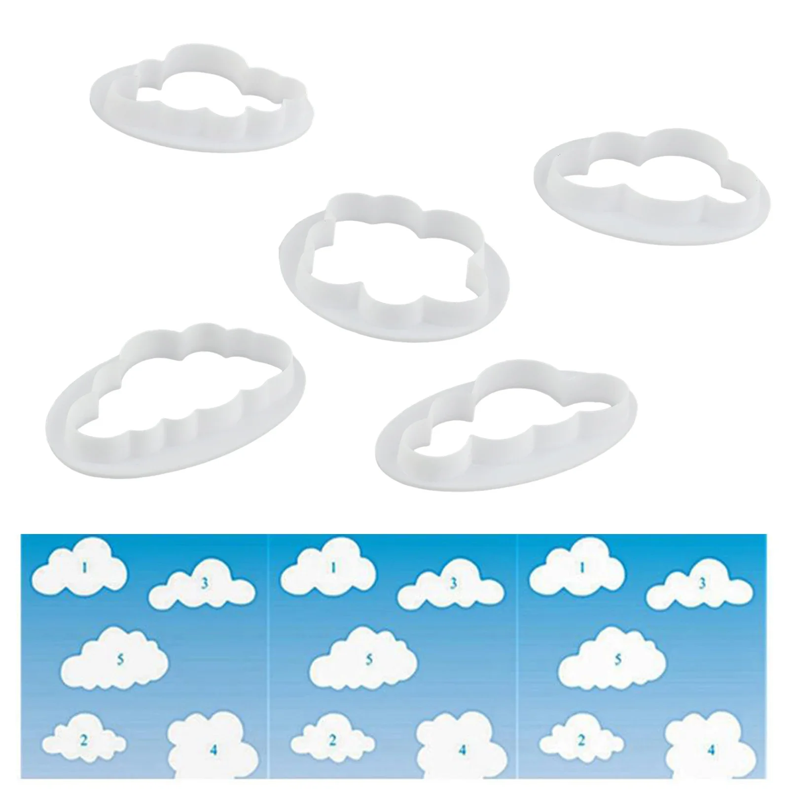 

5PCS Cloud Shape Cookie Cutter Made 3D Printed Fondant For Cake Decorating Tools Pudding Candy Soap Candle Molds