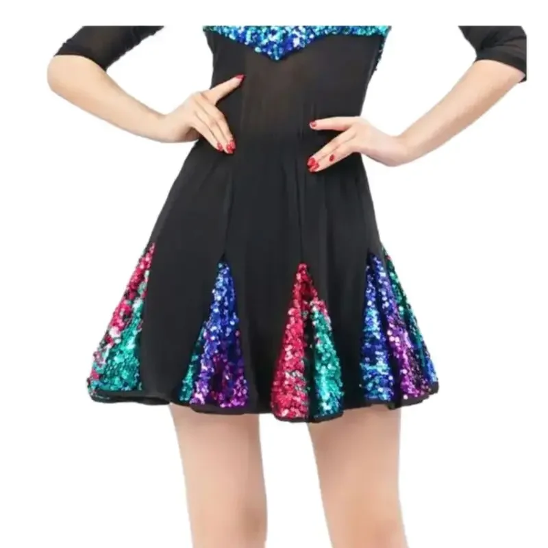 1pcs/lot woman sequin latin skirt female dancing latin skirt latin costumes Square dance dance skirt