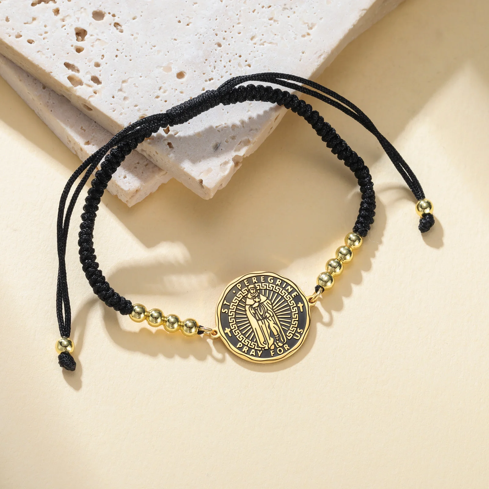 HIPEE St. Peregrine Bracelet Stainless Steel Protect Us Prayer Amulet Jewelry for Women Men