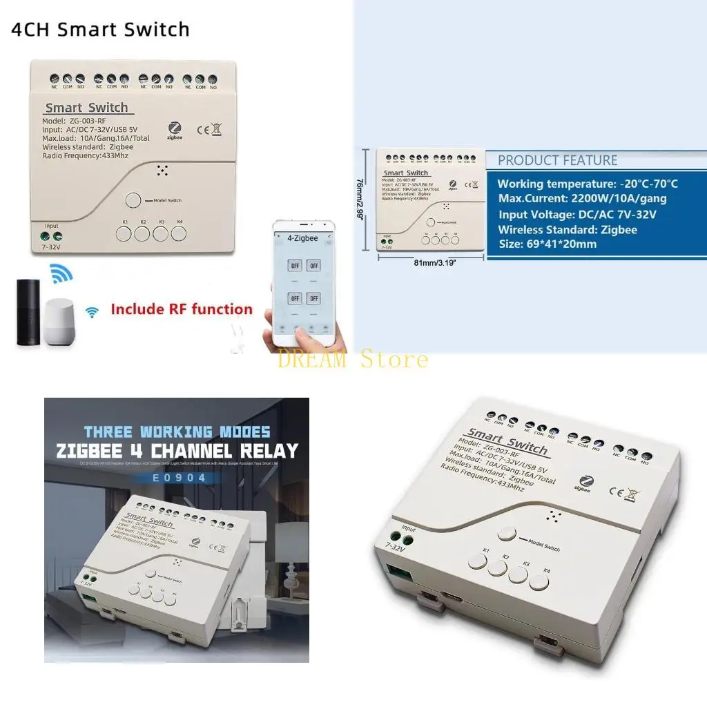 

Tuya Zigbee Module 433mhz 4-channel 7-32V Home Timer Switch best sale