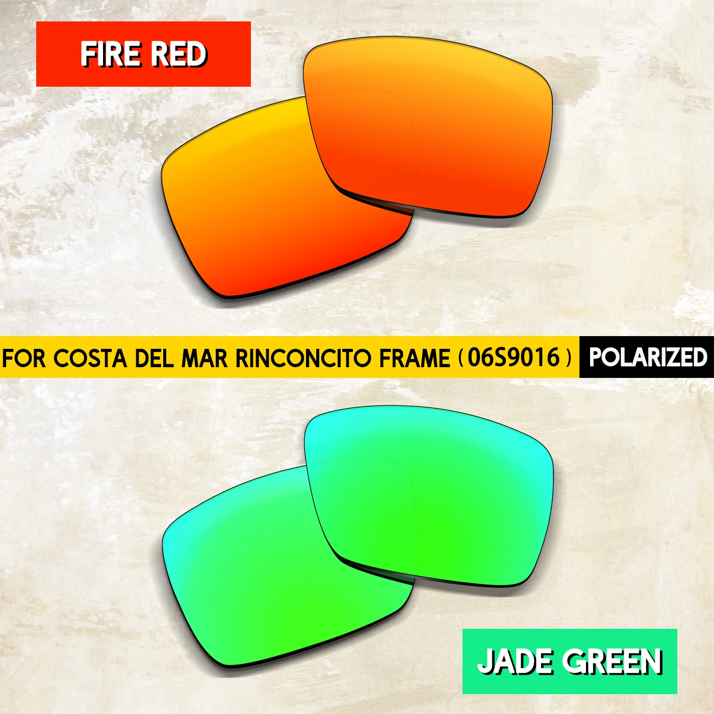 2 pairs Polarized Replacement Lenses for Costa Del Mar Rinconcito 06S9016 60mm Sunglasses - 100% UV Protection