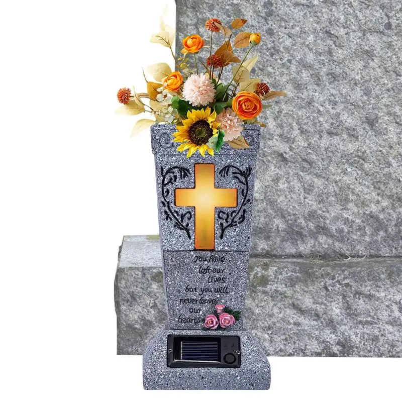 

Solar Cemetery Grave Vase Lighted Vases Solar Lighted Memorial Decorations With Spikes For Outdoor Graveyard Yard Gravesite