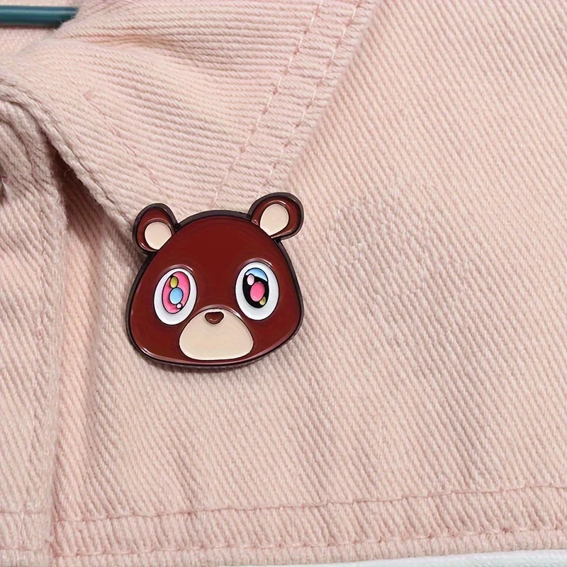 1pc Kanye West Teddy bear YE Cute Cartoon Doll Enamel Lapel Pin – Brooch, Retro for Backpack, Hat, or Clothing, Collectible