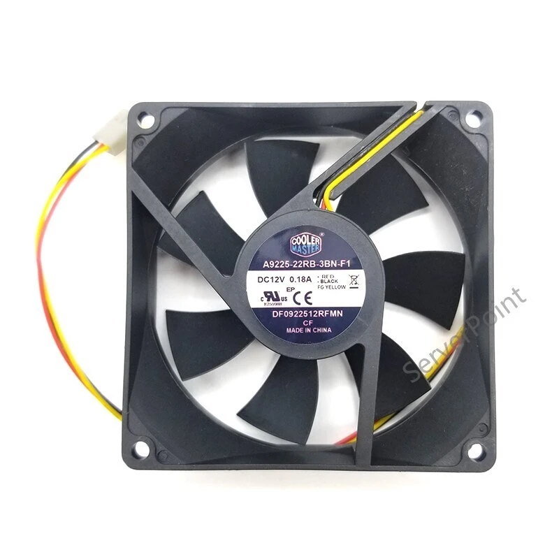 For A9225-22RB-3BN-F1 DC 12V 0.18A 92x92x25mm 3Wire Cooling Server Cooling Fan