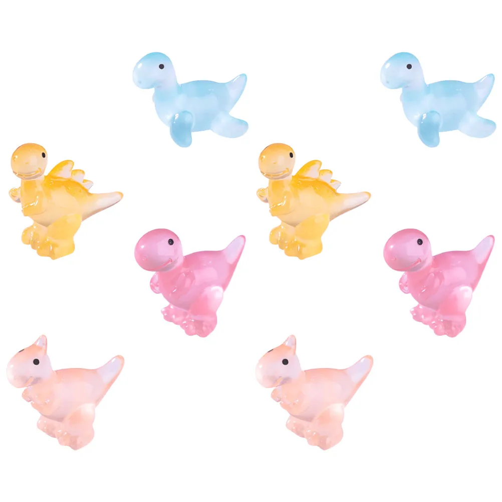 

8 Pcs Night Glow Dinosaur Figurines Resin Miniatures Garden Decor Girl Party Accessories Tiny Toys Kids Prizes Sculpture