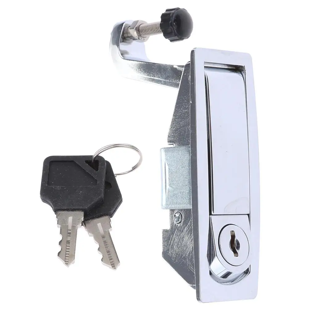 RV Baggage Compartment Door Lock - Flush Lever Compression Locking Latch w/ Keys for Boat Door Cabinet Cockpit Floor - Chrome