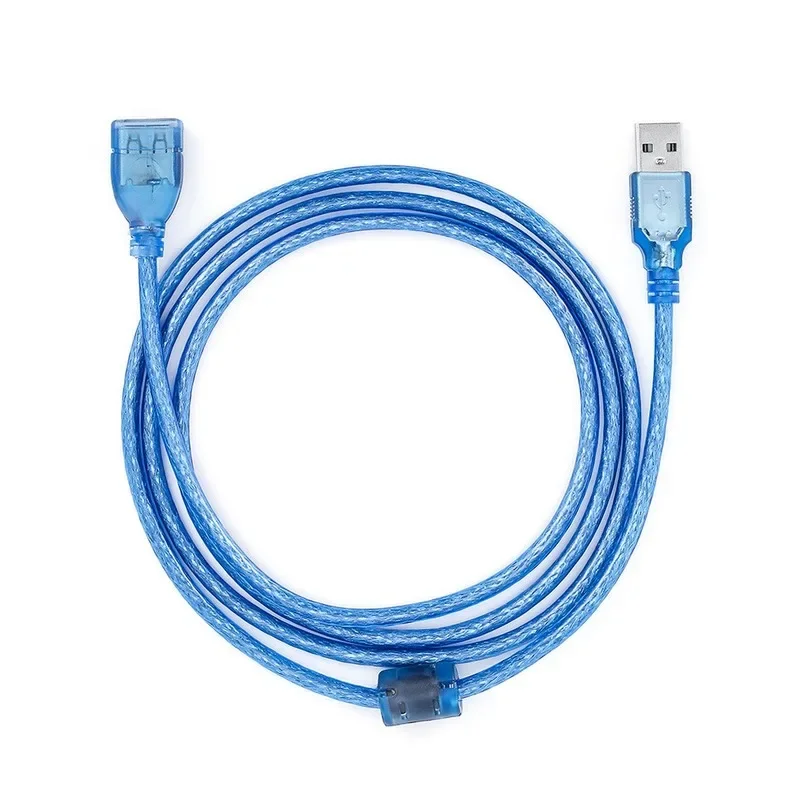 All Copper 0.3/0.5/1/ 1.5/3/5/10 Meters Transparent Blue USB Extension Data Cable USB2.0 Male To Female