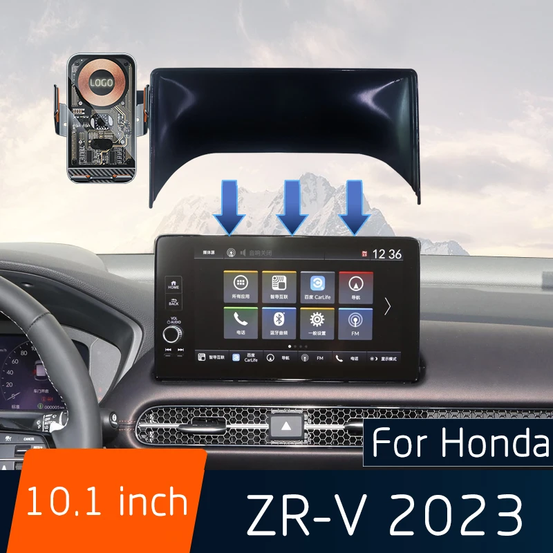 For Honda ZR-V 2023 Car Mobile Phone Wireless Charging GPS Navigation Sensor Bracket Screen 10.1 Inch Fixed Base