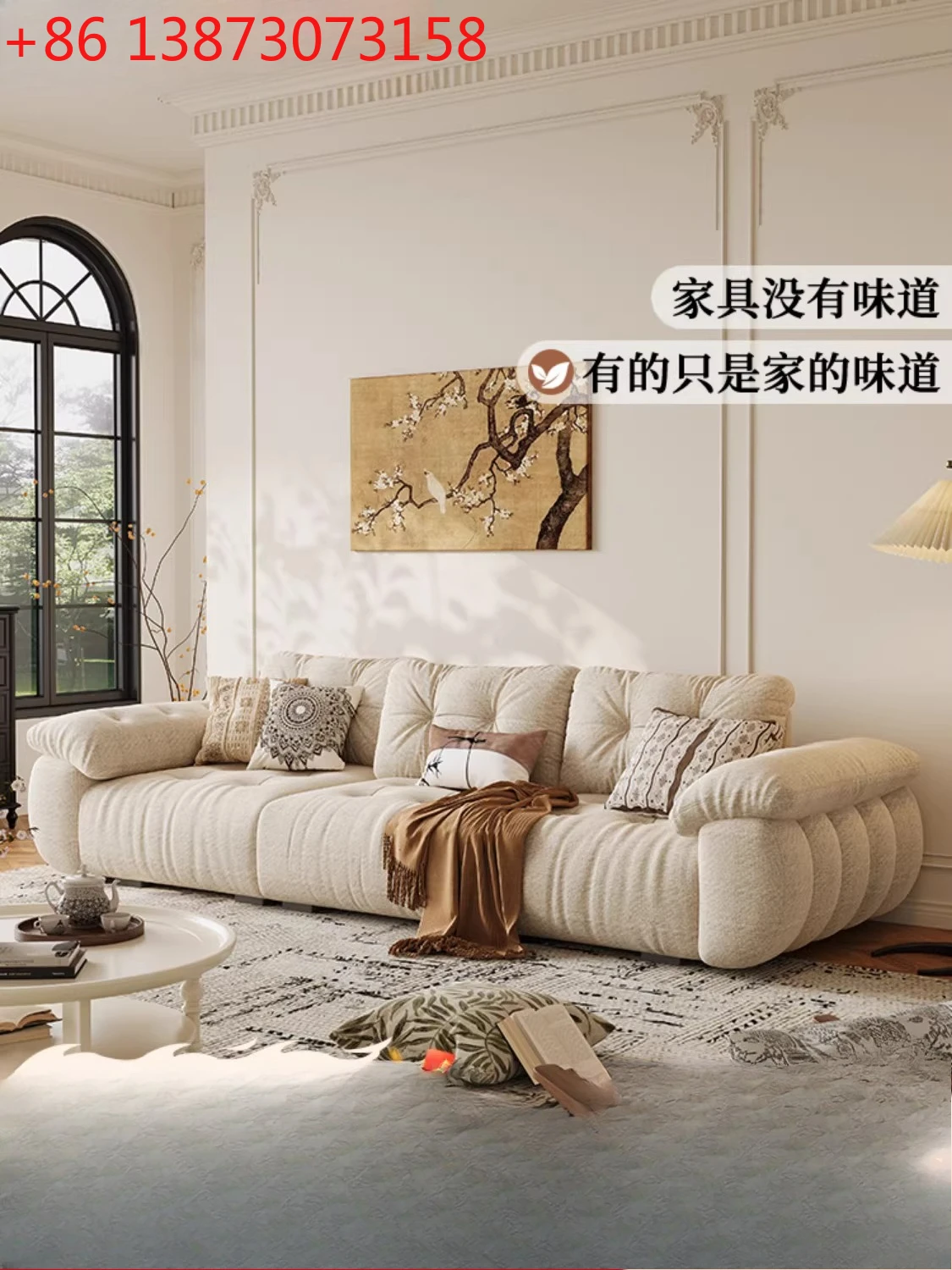 

chenille velvet fabric sofa home living room inline sofa French cream style multi-seat sofa in large and small apartments